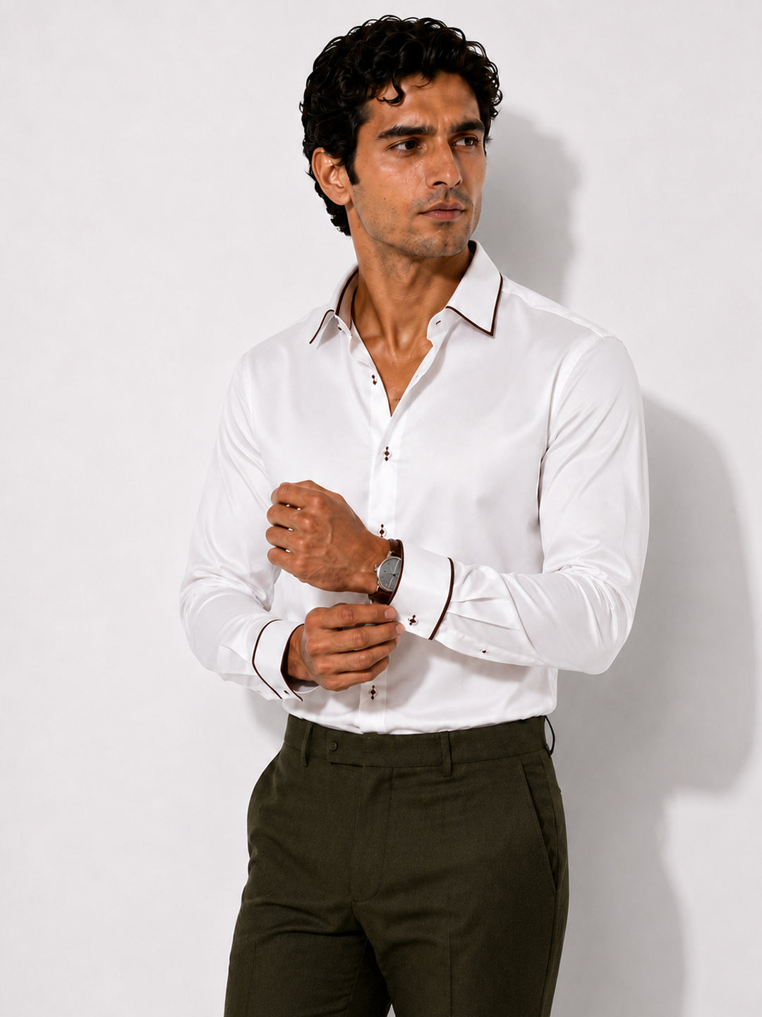 Truffle Piping Premium Soft Satin Party Shirt