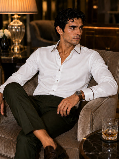 Truffle Piping Premium Soft Satin Party Shirt