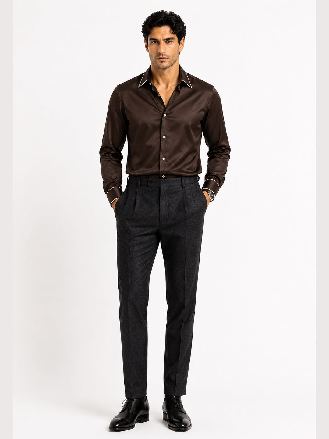 Chocolate Truffle Piping Premium Soft Satin Party Shirt