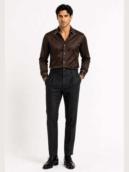 Chocolate Truffle Piping Premium Soft Satin Party Shirt