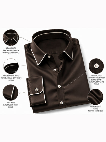 Chocolate Truffle Piping Premium Soft Satin Party Shirt
