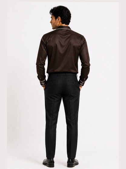 Chocolate Truffle Piping Premium Soft Satin Party Shirt
