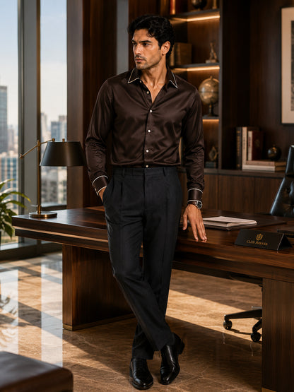 Chocolate Truffle Piping Premium Soft Satin Party Shirt