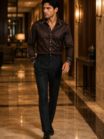 Chocolate Truffle Piping Premium Soft Satin Party Shirt