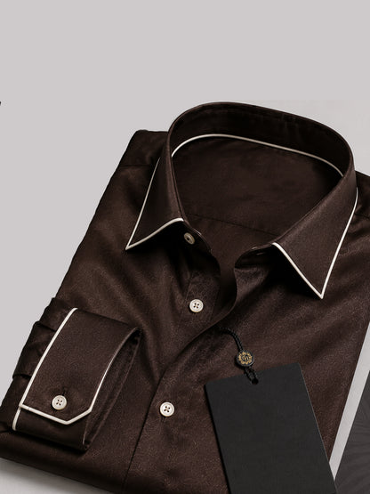 Chocolate Truffle Piping Premium Soft Satin Party Shirt