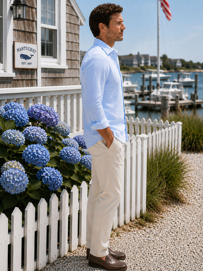 Ice Blue Linen Shirt