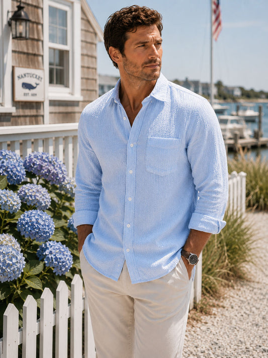 Ice Blue Linen Shirt