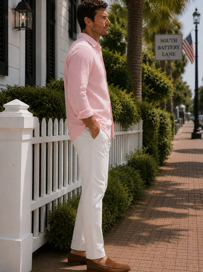 Powder Pink Seersucker Shirt