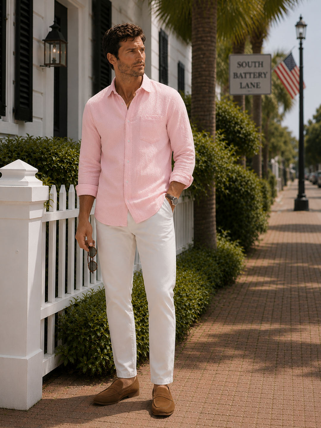 Powder Pink Seersucker Shirt