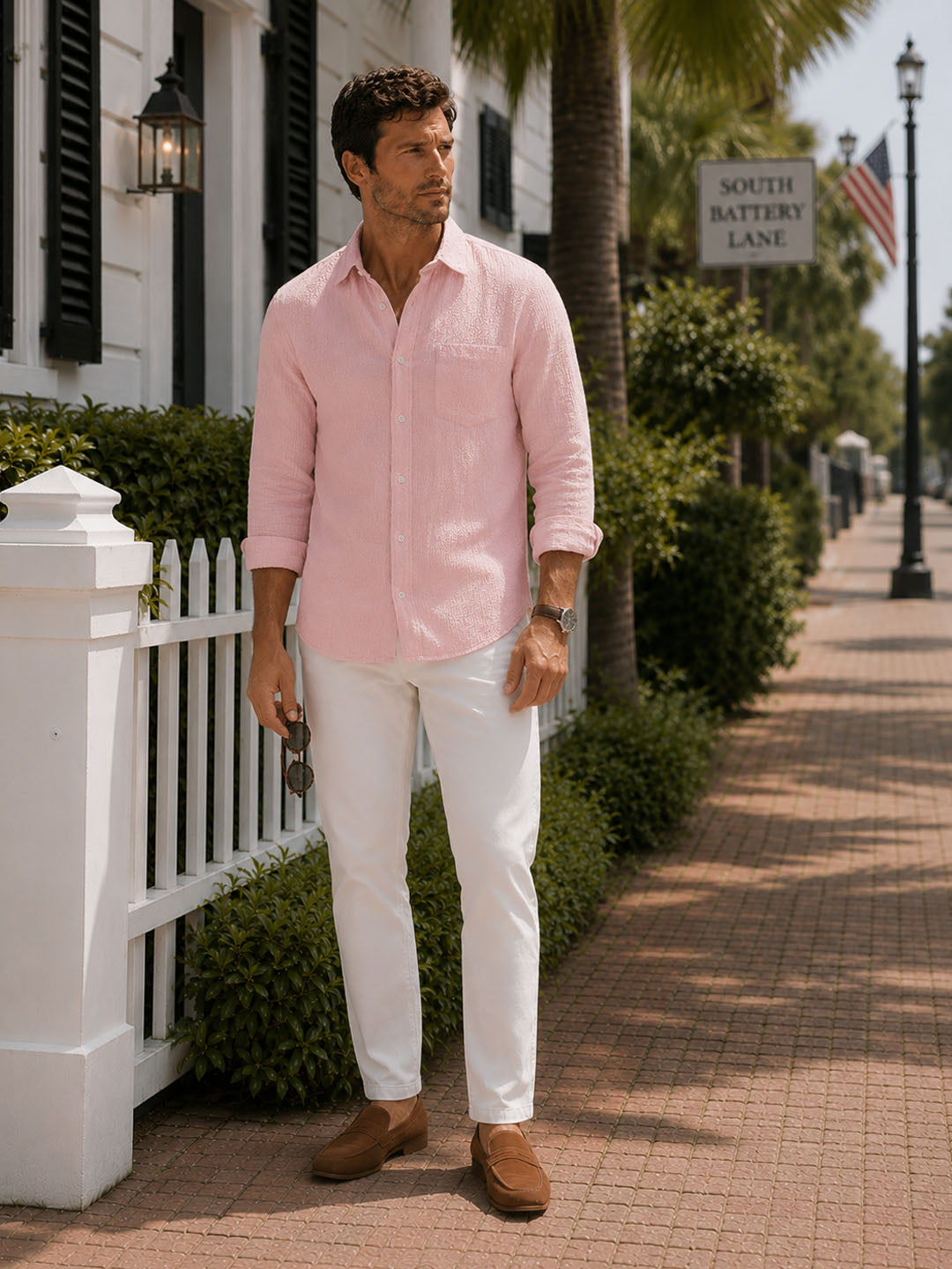 Powder Pink Seersucker Shirt