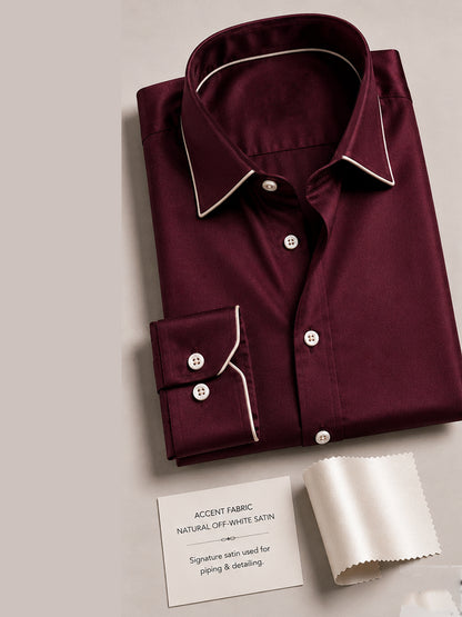 Windsor Wine Piping Premium Soft Satin Party Shirt