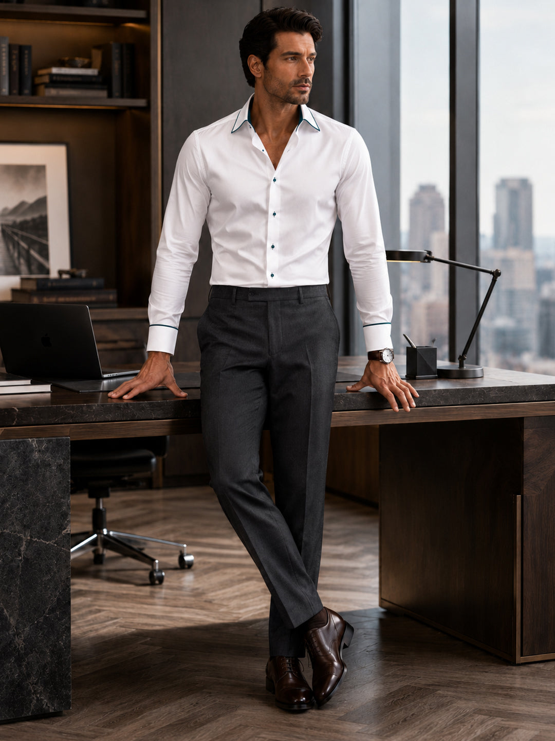 Reflecting Pond Piping Premium Soft Satin Party Shirt