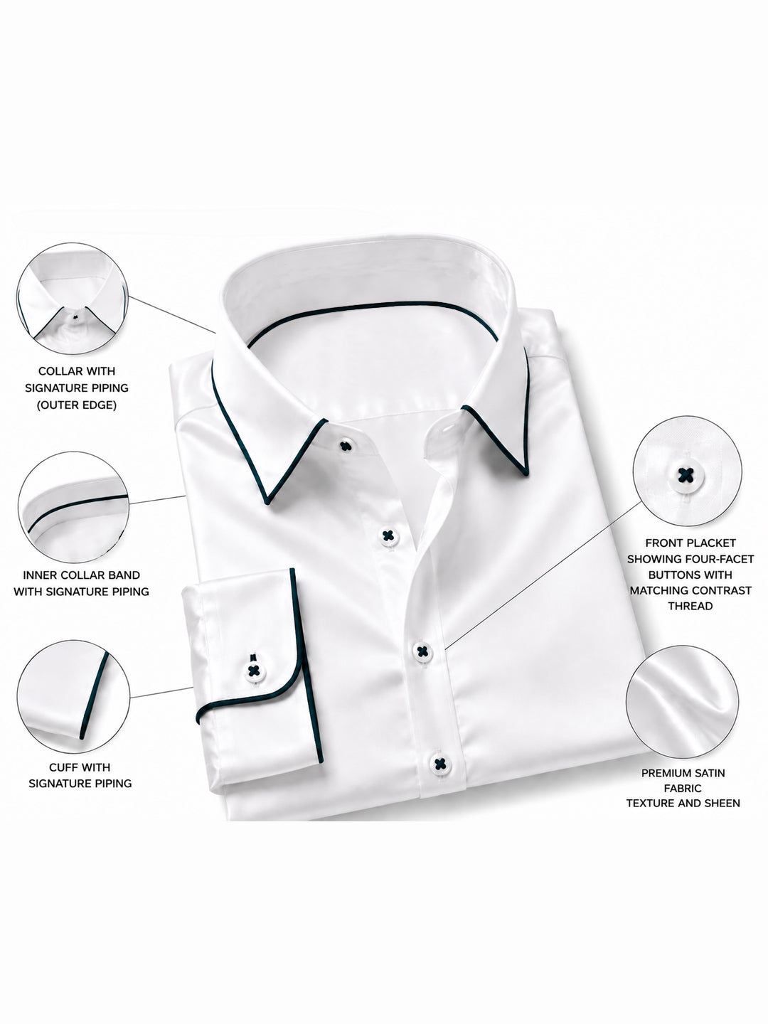 Reflecting Pond Piping Premium Soft Satin Party Shirt