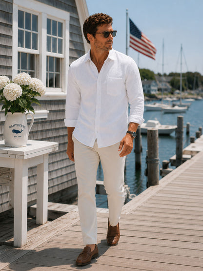 Bright White Seersucker Shirt