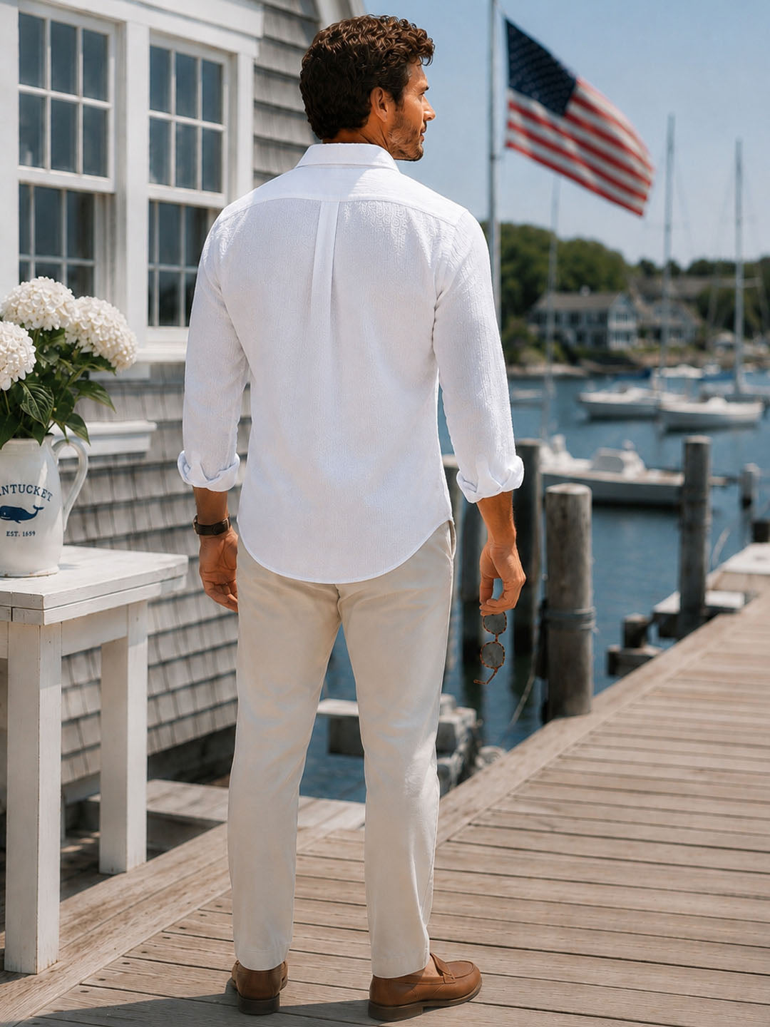 Bright White Seersucker Shirt