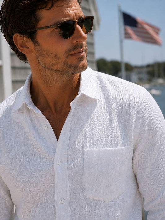 Bright White Seersucker Shirt