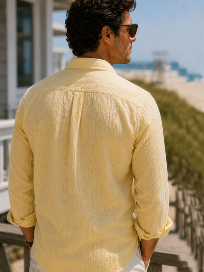 Butter Yellow Seersucker Shirt