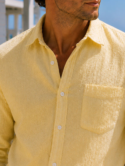 Butter Yellow Seersucker Shirt