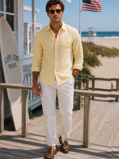Butter Yellow Seersucker Shirt
